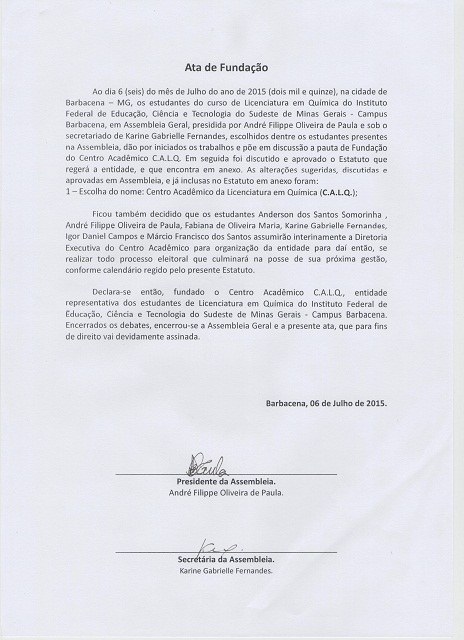 Ata de Fundação - CALQ