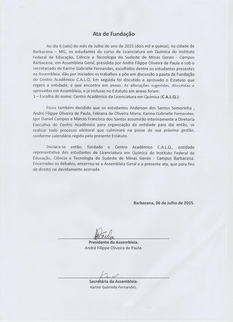 Ata de Fundação - CALQ