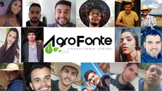 #Paratodosverem: mosaico com fotos de todos os integrantes da equipe com a logo da Empresa Júnior.