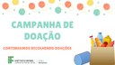 #Pratodosverem: imagem, em forma de desenho, traz uma sacola com pão, leite, água, suco e salsicha. Ao lado uma coberta azul. Ao centro escrito Campanha de Doação com bolinhas amarela, azul e vermelha.