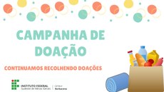 #Pratodosverem: imagem, em forma de desenho, traz uma sacola com pão, leite, água, suco e salsicha. Ao lado uma coberta azul. Ao centro escrito Campanha de Doação com bolinhas amarela, azul e vermelha.