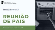 #Pratodosverem: Imagem de uma mão com a caneta mexendo no computador. O computador está em cima de uma mesa. Ao lado está escrito "Tire suas dúvidas!" Reunião de Pais. "Retorna das aulas e ensino remoto. Há também a logo do evento. A arte é em verde e branco