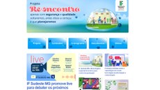 #Pratodosverem: Print da capa do site Projeto Reencontro. No topo, é possível ver um banner com o nome do projeto. Abaixo, há quadrados azuis que servem botões para outras seções. No final, há a área de notícias.