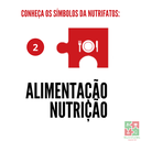 #Pratodosverem: imagem traz uma parte do quebra-cabeça, na cor vermelha, com o desenho de m prato, um garfo e uma faca.