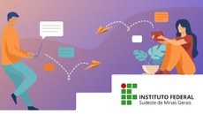 #Pratodosverem: imagem traz homem e mulher distantes e com aparelhos eletrônicos nas mãos, notebook e tablet respectivamente, conversando através da troca de mensagens.