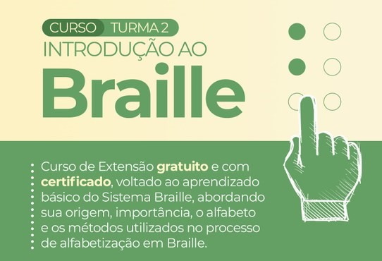 Cartaz sobre 2º Curso de Introdução ao Braile