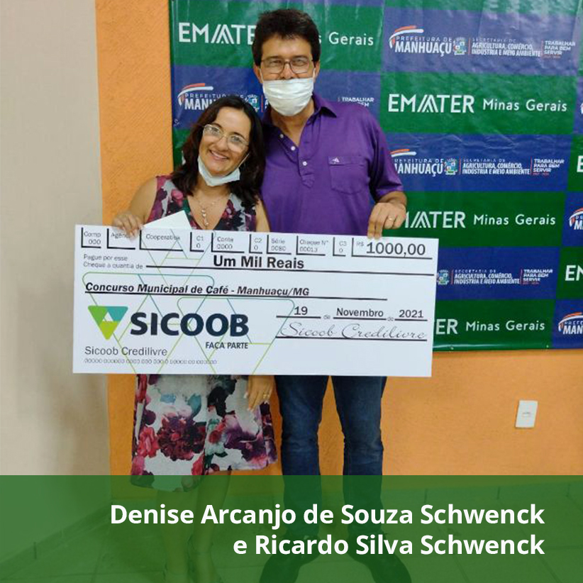 Denise Schwenck (ex-aluna) e Ricardo Schwenck, 2º lugar no 8º Concurso de Qualidade do Café de Manhuaçu-MG