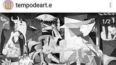 #Pratodosverem: imagem traz nome da plataforma, tempodeart.e, seguido pela tela Guernica, de Pablo Picasso.