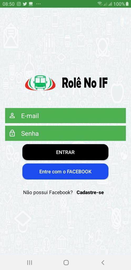 Tela de login do aplicativo Rolê no IF