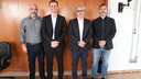 #Pratodosverem: Na foto, os professores André Diniz de Oliveira (Diretor Geral do Campus Santos Dumont), Aluísio de Oliveira (Pró-reitor de Desenvolvimento Institucional), Charles Okama de Souza (Reitor do IF Sudeste MG) e o Seminarista Luciano de Oliveira Toledo.