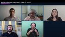 #Pratodosverem: Print da transmissão da Webinar no YouTube. Na imagem, aparecem cinco participantes da live, entre eles um dos intérpretes de Libras.