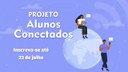 #PRATODOSVEREM: Imagem com fundo lilás, com as expressões: "Projeto Alunos Conectados" e "inscreva-se até 23 de julho". Abaixo, um globo terrestre com uma estudante sentada e segurando um notebook, e um estudante com um celular, encostado no globo. No globo há ainda um selo com a expressão "edital aberto". No canto inferior direito, há a logo do IF Sudeste MG.