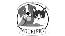 #Pratodosverem: Logo em preto e branco. Há imagem de cão, gato e pássaro ao centro. Há um círculo ao redor deles. À frente, aparece um pote de ração com o escrito Nutripet. Acima do desenho está o nome completo do evento.