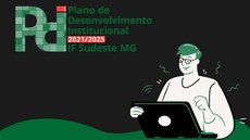 #Pratodosverem: Arte elaborada em fundo preto e verde. Em primeiro plano, há o desenho de uma pessoa com um notebook. Há também a logo do PDI em tons de verde e vermelho.