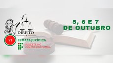 #Pratodosverem: Imagem de divulgação do evento.O fundo é composto por um livro e um martelo. À esquerda, há a imagem da estátua da Justiça e a palavra Direito, além do nome do evento e da instituição.  À direita, as datas.