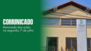 #pratodosverem: Imagem mostra à esquerda título do Comunicado - "Retomada das aulas na segunda, 1º de julho" - e à direita fachada do Campus Santos Dumont do IF Sudeste MG.
