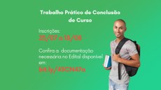 #ParaTodosVerem: cartaz com imagem de um homem ao lado das informações sobre período de inscrições e link de acesso ao edital.