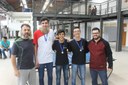 A foto mostra Gustavo, Gabriel Venâncio, Gabriel Andrade, João Gabriel e Guilherme na premiação do Torneio Masculino