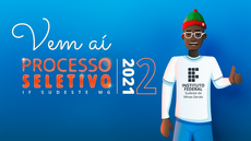 #pratodosverem: Imagem mostra informações: "vem aí Processo Seletivo 2021.2". À direita, aparece o personagem Edu, vestido com roupas de inverno e gorro.