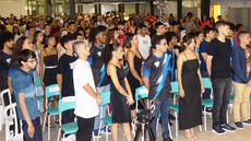#pratodosverem: Imagem mostra concluintes de cursos técnicos em solenidade simbólica de formatura de cursos técnicos no Campus Santos Dumont do IF Sudeste MG