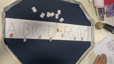 #pratodosverem: Imagem mostra um dos materiais desenvolvidos pelos alunos de Matemática, com a indicação de letras e de seus respectivos sinais em Libras.