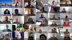 #pratodosverem: Imagem mostra frame de seminário para definição de diretrizes do Hackathon TrainRail 2021-2022. É possível visualizar, entre os 36 participantes que aparecem na tela, dois dos representantes do IF Sudeste MG na reunião: o professor Philipe Pacheco e a coordenadora de Extensão, Pesquisa, Pós-Graduação e Inovação, Iara Nascimento. O professor Carlos Artur Leal e representante da Diretoria de Relações Internacionais e Interinstitucionais do IF Sudeste MG, Pedro Rocha.