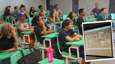 #pratodosverem: Imagem mostra participantes do bate-papo em inglês com a professora Verónica Oguilve