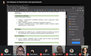 #pratodosverem: Imagem mostra registro de sala virtual do encontro promovido pelo Observatório no aplicativo Google Meet, durante apresentação de Iara Nascimento.