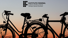 #pratodosverem: Imagem mostra duas bicicletas. Ao fundo aparece o horizonte. Acima está a logomarca do Campus Santos Dumont do IF Sudeste MG.