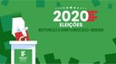 #pratodosverem: Imagem mostra peça de divulgação das Eleições 2020 no IF Sudeste MG para Reitor(a) e Diretore(a)s-Gerais. À direita, são apresentadas as informações sobre o processo eleitoral. À esquerda, um desenho simula a inserção de uma cédula em uma urna.