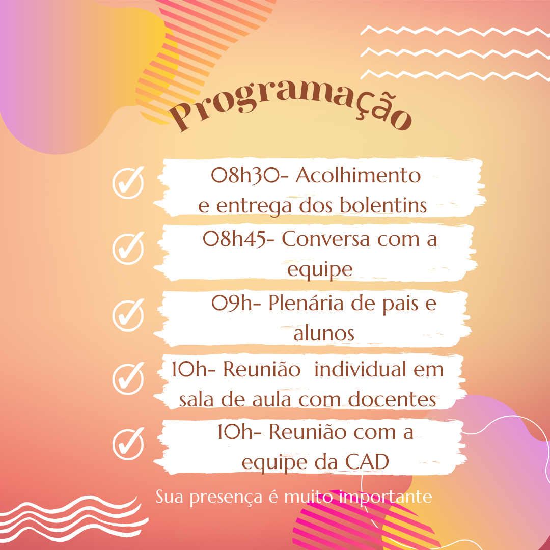 Confira a programação da reunião dos pais do Ensino Médio Integrado