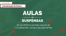 Aulas suspensas no dia 09 de setembro período da noite