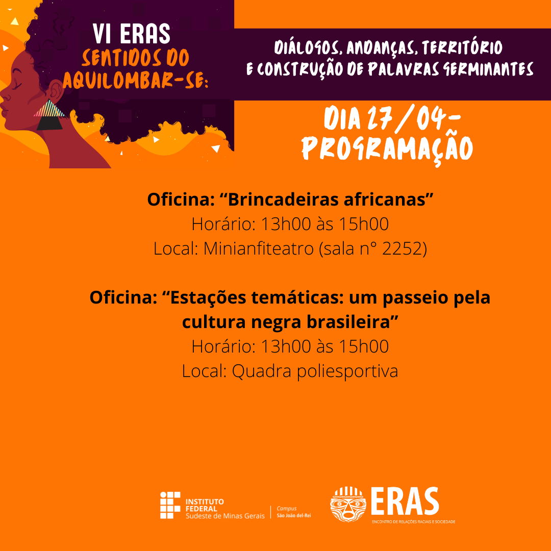 Confira a Programação do VI ERAS dia a dia