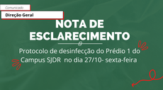 COMUNICADO: DESINFECÇÃO DO PRÉDIO I NESTA SEXTA FEIRA